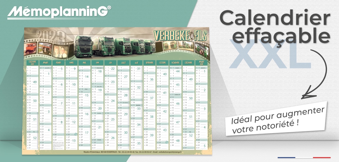 Calendrier Publicitaire Grand Format, Calendrier personnalisé